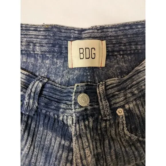BDG Urban Outfitters High Rise Baggy Blue Jeans Corduroy Wide Leg Y2K Size 24 - Picture 5 of 8
